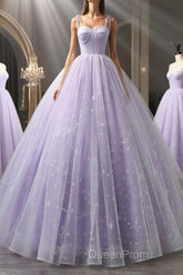 A Line Lilac Tulle Long Evening Prom Dresses, Lilac Long Formal Evening Dresses