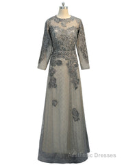 A-line Long Sleeves Gray Long Sleeve Mother Of The Bride Dresses