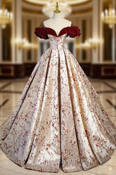 A-Line Off Shoulder Satin Champagne Long Evening Prom Dresses, Champagne Long Evening Dresses