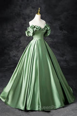 A-Line Off The Shoulder Formal Satin Long Evening Dresses Evening Prom Dresses