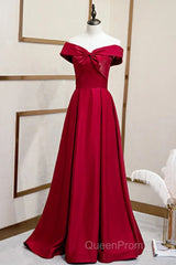A-Line Off The Shoulder Evening Prom Dresses Pure Color Sexy Long