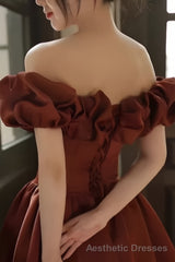 A line Off The Shoulder Satin Party Dress Long Prom Dress