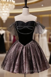 A Line Off the Shoulder Tulle Short Evening Prom Dresses, New Style Homecoming Gown