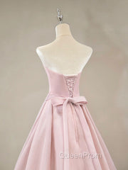 A Line Pink Long Evening Prom Dresses, Evening Pink Bridesmaid Dresses