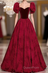 A-Line Princess Ballgown Sweetheart Short Sleeves Long Party Dresses Evening Dresses Evening Prom Dresses