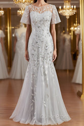 A-Line/Princess Bateau Floor-Length Tulle Mother of the Bride Dresses With Ruffles