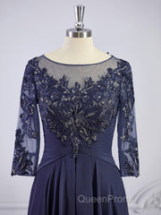 A-Line/Princess Bateau Floor-Length Chiffon Mother of the Bride Dresses With Appliques Lace