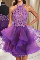 A-Line/Princess Halter Short/Mini Tulle Homecoming Dresses