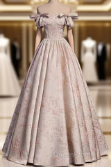 A-Line Princess Off Shoulder Floral Long Party Dresses Sweetheart Evening Prom Dresses Evening Dresses