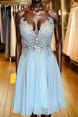 A-Line/Princess Spaghetti Straps Short/Mini Chiffon Homecoming Dresses