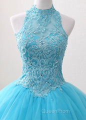 A-Line/Princess Tulle Appliques Lace Evening Prom Dresses With Beading