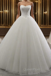 A-Line/Princess Tulle Sweetheart Wedding Dresses