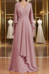 A-Line/Princess V-neck Floor-Length Chiffon Mother of the Bride Dresses