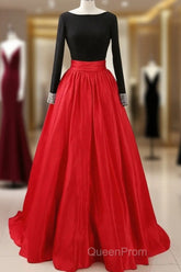 A-Line Evening Prom Dresses Dresses Party Wear Long Sleeve Satin With Pleats