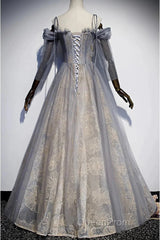 A-Line Evening Prom Dresses Dresses Wedding Floor Length Strap Tulle With Sequin Embroidery