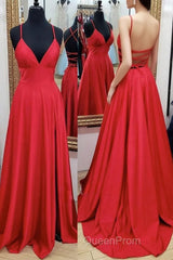 A-Line Evening Prom Dresses Empire Dresses Formal Court Train Sleeveless V Neck Charmeuse Backless With Pleats Slit