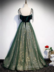 A-Line Evening Prom Dresses Glittering Dresses Wedding Guest Engagement Floor Length Sleeveless Spaghetti Strap Organza With Sequin