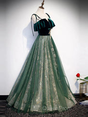 A-Line Evening Prom Dresses Glittering Dresses Wedding Guest Engagement Floor Length Sleeveless Spaghetti Strap Organza With Sequin