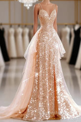 A-Line Evening Prom Dresses Sparkle & Shine Dresses Sweet 16 Birthday Floor Length Sleeveless Sweetheart Tulle With Sequin