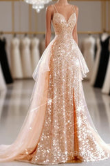 A-Line Evening Prom Dresses Sparkle & Shine Dresses Sweet 16 Birthday Floor Length Sleeveless Sweetheart Tulle With Sequin