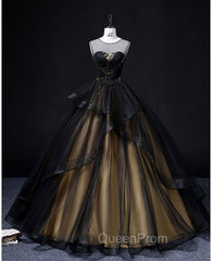 A-Line Round Neck Tulle Long Evening Prom Dresses, Elegant Evening Dresses