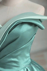 A-Line Satin Off-The-Shoulder Long Evening Prom Dresses Wedding Dresses