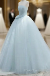 A-Line Satin Tulle Blue Quinceanera Dresses Long Evening Prom Dresses Ball Gown Off Shoulder