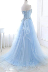 A-Line Sexy Engagement Evening Prom Birthday Dresses Strapless Sleeveless Lace Pleats