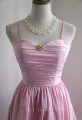 A-Line Spaghetti Strap Satin Long Wedding Dresses Birthday Quinceanera Dresses Evening Prom Dresses