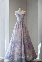 A-Line Spaghetti Strap Tulle Applique Long Evening Prom Dresses Adult Ceremony Birthday Dresses