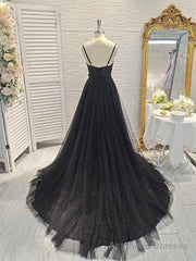 A-line Spaghetti Straps Ruffles Sweep Train Dress