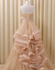 A-Line Stomacher Tiered Wedding Dresses Court Train With Appliques