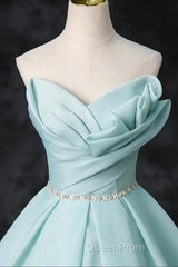 A-Line Strapless Formal Tulle Floor Length Evening Dresses Off Shoulder Evening Prom Dresses