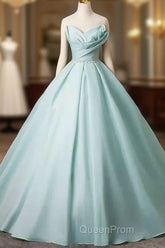 A-Line Strapless Formal Tulle Floor Length Evening Dresses Off Shoulder Evening Prom Dresses