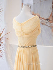 A-Line Sweetheart Neck Chiffon Long Evening Prom Dresses, Chiffon Evening Dresses