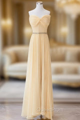 A-Line Sweetheart Neck Chiffon Long Evening Prom Dresses, Chiffon Evening Dresses