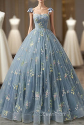 A-Line Sweetheart Neck Lace Gray Blue Long Evening Prom Dresses, Gray Blue Sweet 16 Dresses