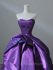 A-Line Sweetheart Neck Satin Purple Long Evening Prom Dresses Evening Dresses Evening Dresses