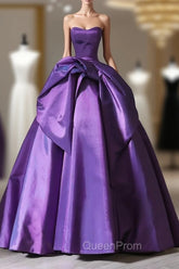 A-Line Sweetheart Neck Satin Purple Long Evening Prom Dresses Evening Dresses Evening Dresses