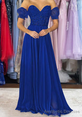 A-line Sweetheart Strapless Long/Floor-Length Chiffon Prom Dresses with Detachable Balloon Sleeves