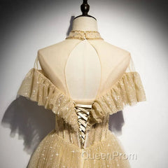 A Line Tulle Long Evening Prom Dresses