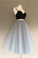 A Line Two Piece Homecoming Dresses Short Tulle Evening Prom Gowns