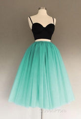 A Line Two Piece Homecoming Dresses Short Tulle Evening Prom Gowns