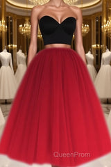 A Line Two Piece Homecoming Dresses Short Tulle Evening Prom Gowns