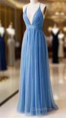 A-Line V Neck Chiffon Long Evening Prom Dresses Formal Evening Dresses Bridesmaid Dresses