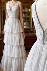 A Line V Neck Gray Lace Evening Prom Dresses, V Neck Gray Lace Formal Graduation Bridesmaid Dresses