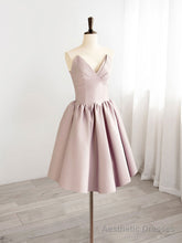 A-Line V Neck Pink Short Prom Dress, Pink Homecoming Dresses