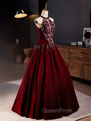 A-Line Velvet Sequin Burgundy Long Evening Prom Dresses Long Evening Dresses December Wedding Guest Dresses
