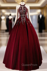 A-Line Velvet Sequin Burgundy Long Evening Prom Dresses Long Evening Dresses December Wedding Guest Dresses