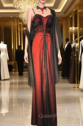 A-line Vintage Style Black and Red Beaded Evening Prom Dresses, Black and Red Evening Dresses